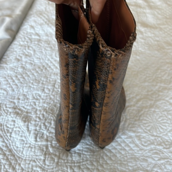 Franco Sarto Brown Snakeskin Pattern Women Boots - Picture 5 of 11